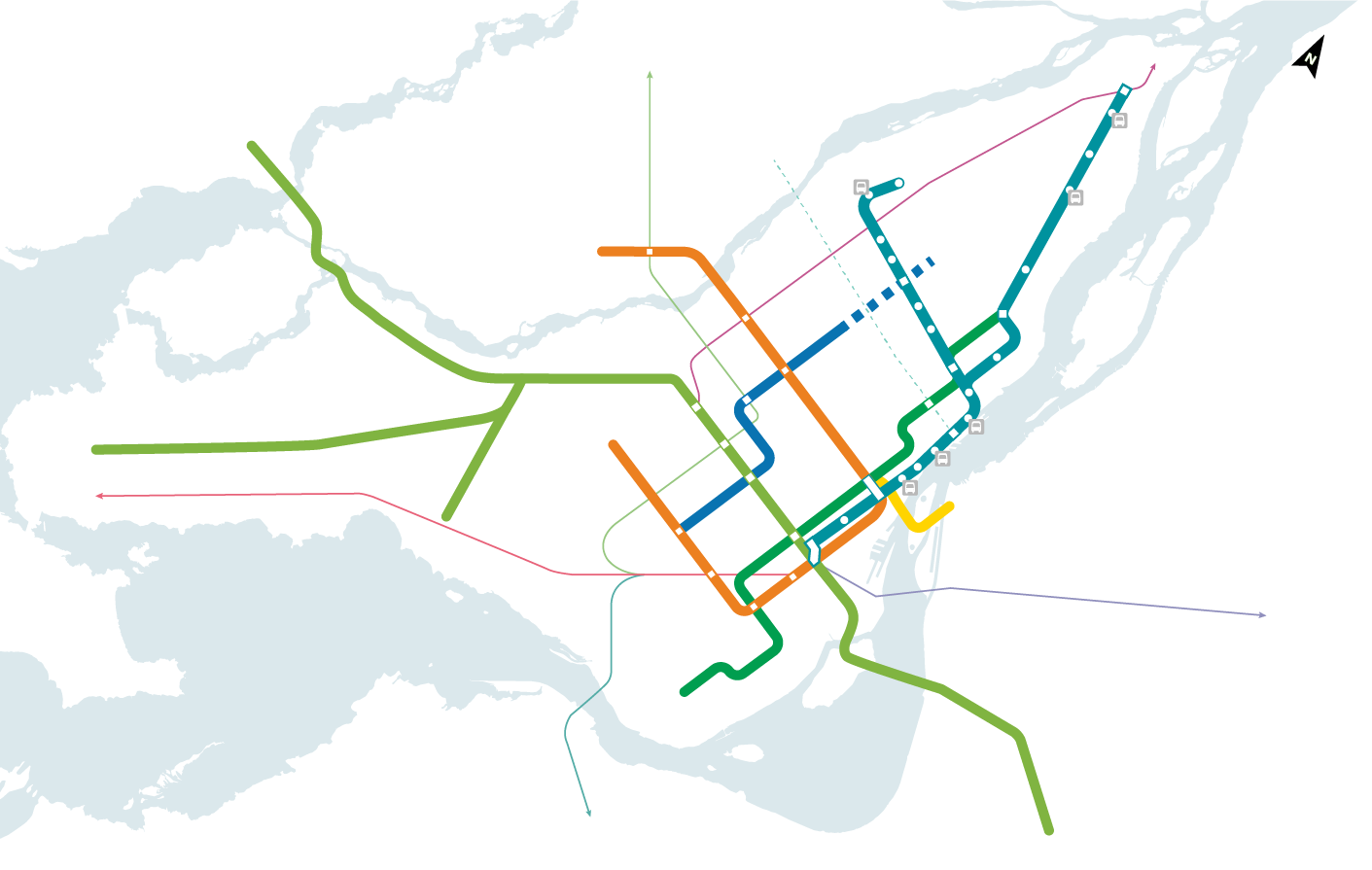 Connexions au réseau de transport du REM de l'Est Connexions au réseau de transport du REM de l'Est