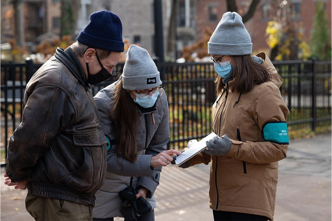 Images des rencontres citoyennes lors de la tournée terrain dans l'est de Montréal