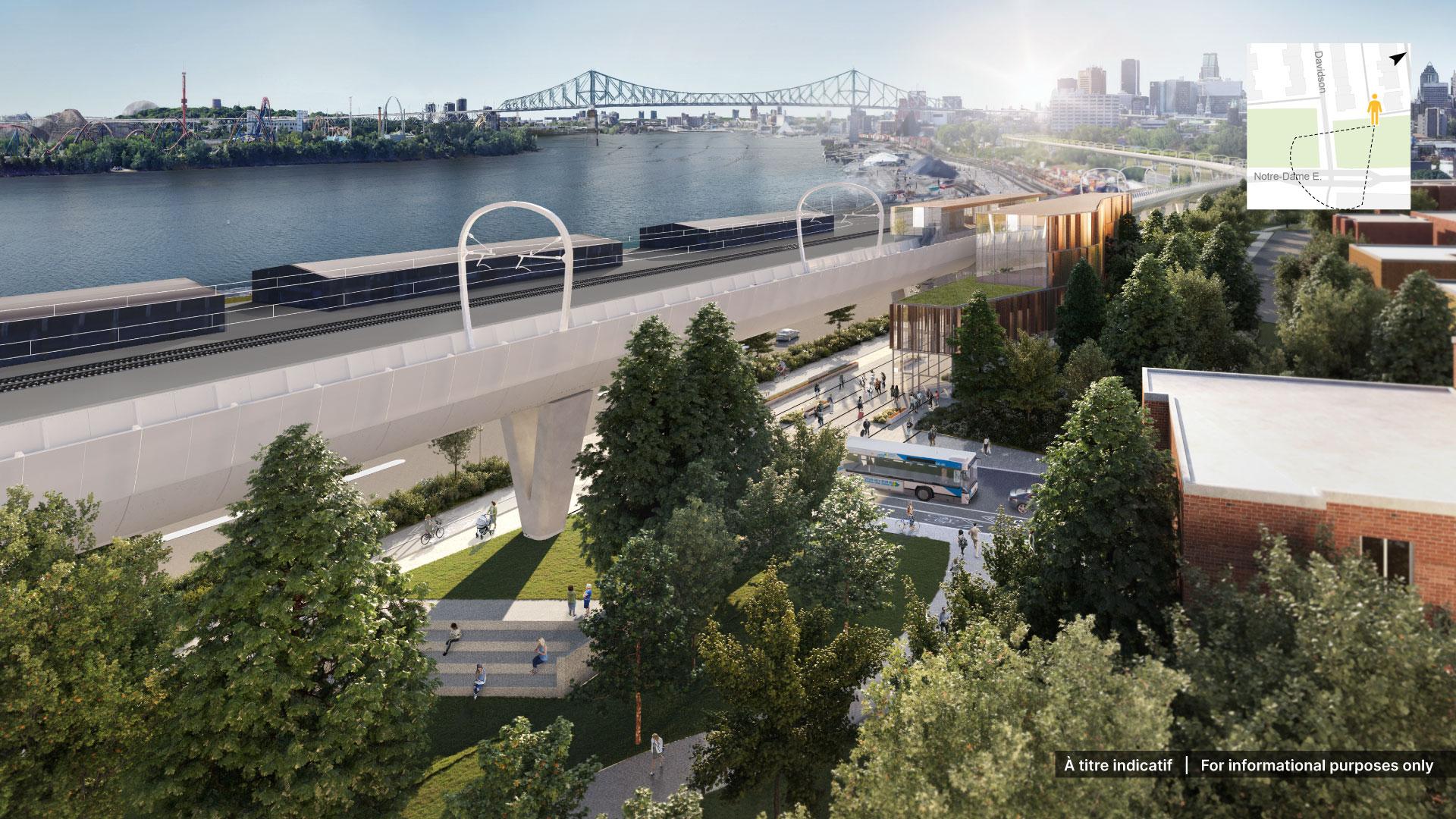 Preliminary rendering of Davidson station of the REM de l'Est