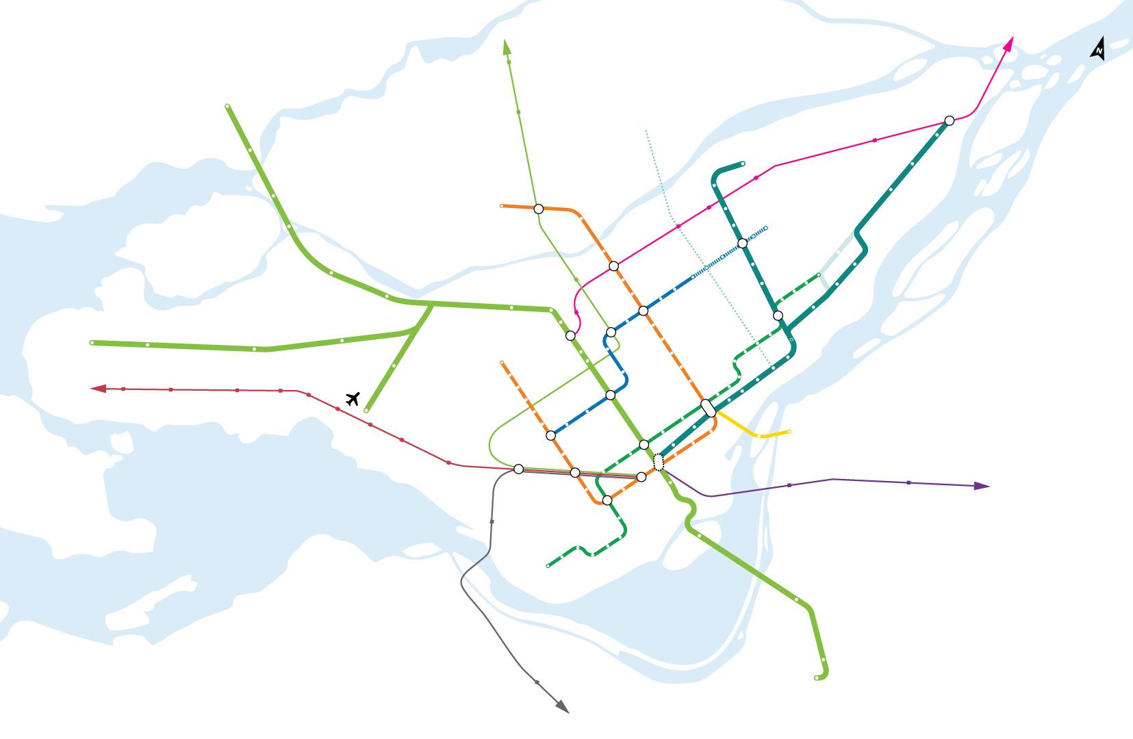 Carte du grand réseau de transport métropolitain
